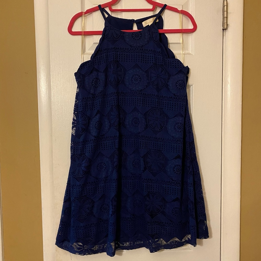 Francescas Navy Lace Formal Mini Dress